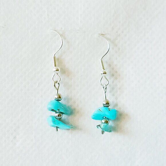 Boho Turquoise Stone Dangle Earrings - Picture 2 of 4